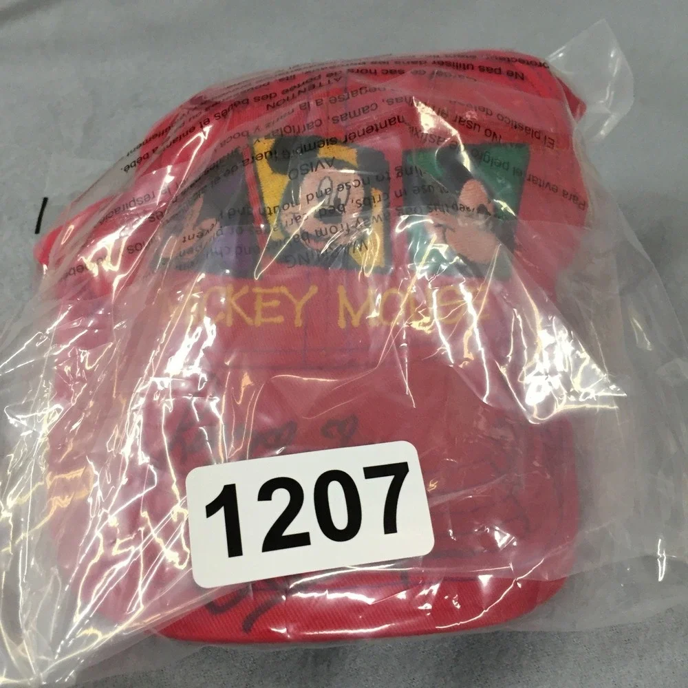 Vintage Mickey Mouse Disney Kids Red‎ Snapback Hat Embroidered Signatures 90s